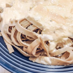 Keto Low Carb Edamame Fettuccine Alfredo with Olive Garden's Sauce